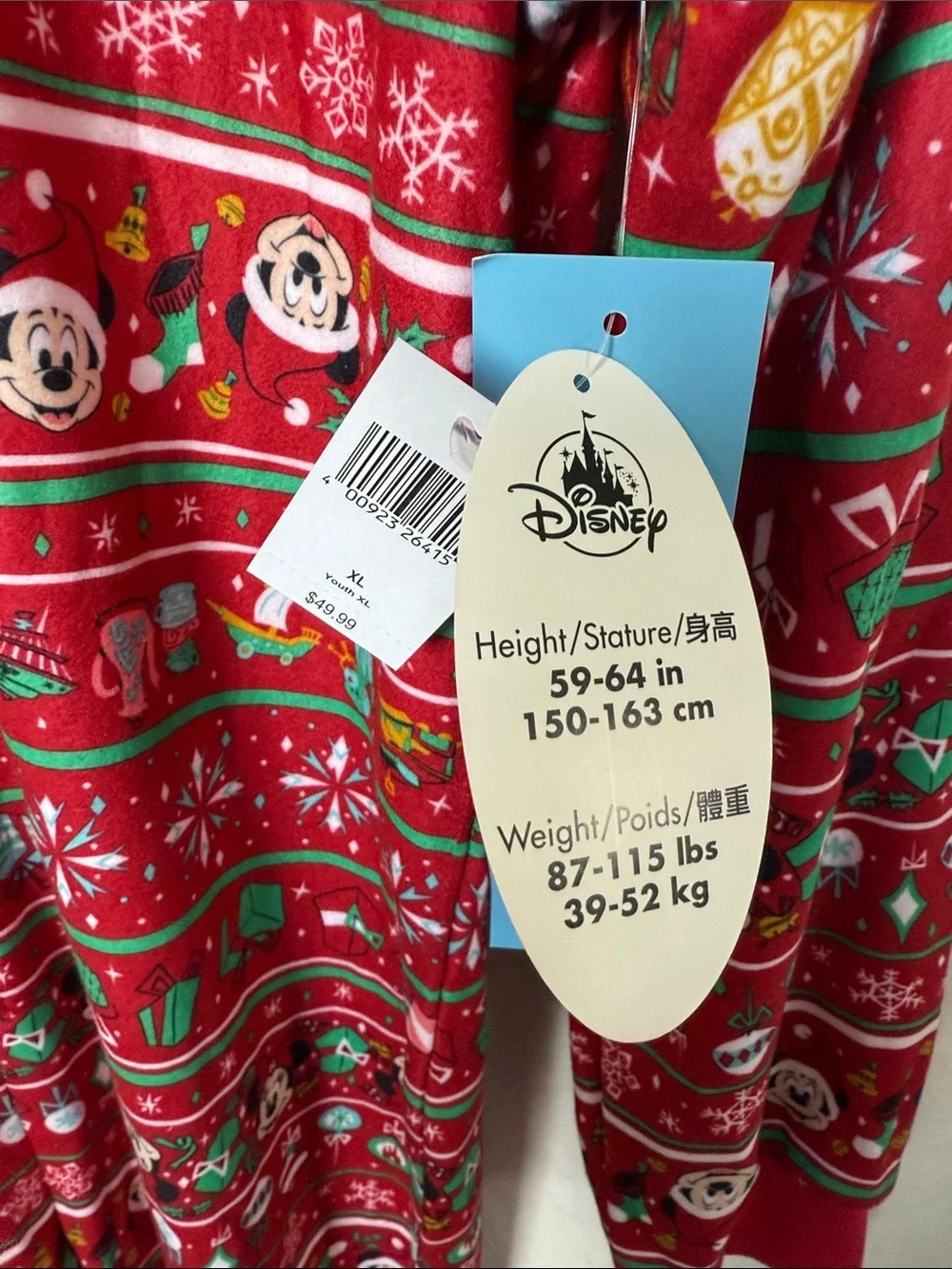 Disney Red and Green Holiday Mickey Hooded Onesie Pajamas